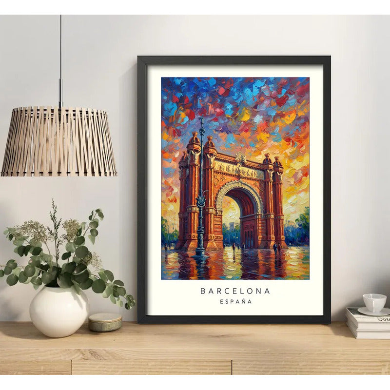 Cuadro Barcelona Espana Arco Del Triufo Paisajes Ciudad Marco Negro