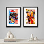 Set 2 Cuadros Basquiat Arte Urbano Decoración Con Paspartu