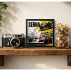 Cuadro Ayrton Senna Formula 1 Mclaren Team Auto Coleccion Marco Negro