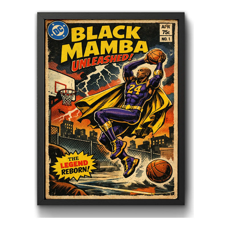 Cuadro Kobe Bryant Black Mamba Comics B2 Baloncesto Deportes Marco Negro