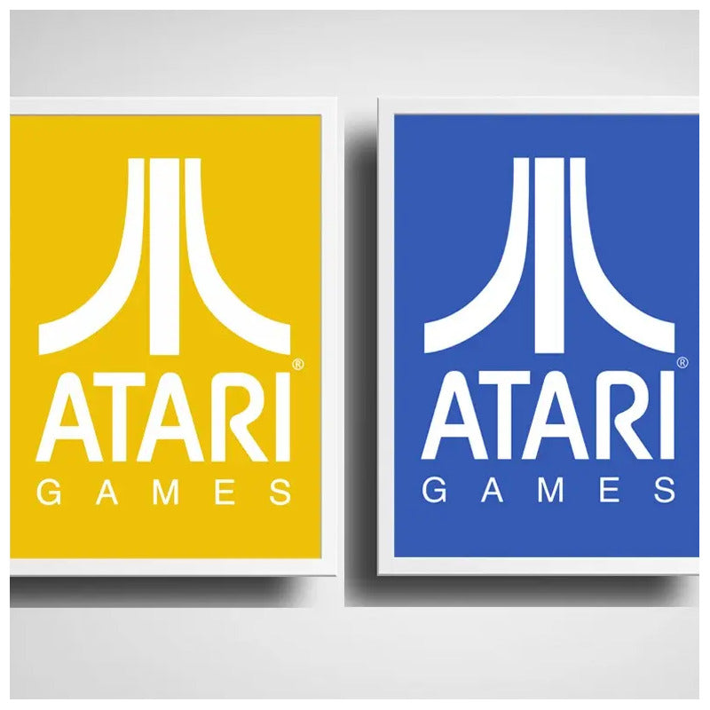 Set 2 Cuadros Atari Retro Game Videojuego Geek Decoracion Marco Blanco
