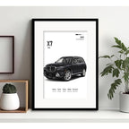 Cuadro Autos Y Camionetas Modelos Marcas Arte Con Paspartu Bmw Full Size Luxury Suv X7 Con Marco Negro