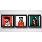 Set 3 Cuadros Perro Elvis Michal Jackson Bob Marley Pop Art