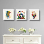 Set 3 Cuadros Indio Jefe Atrapa Sueños Pop Art Decoracion
