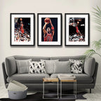 Set 3 Cuadros Michael Jordan Basket Nba 53x43cm Con Paspartu Marco Negro