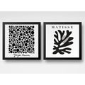 Set 2 Cuadros Yayoi Kusama Matisse Blanco Y Negro 33x33cm Marco Negro