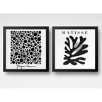 Set 2 Cuadros Yayoi Kusama Matisse Blanco Y Negro 33x33cm Marco Negro