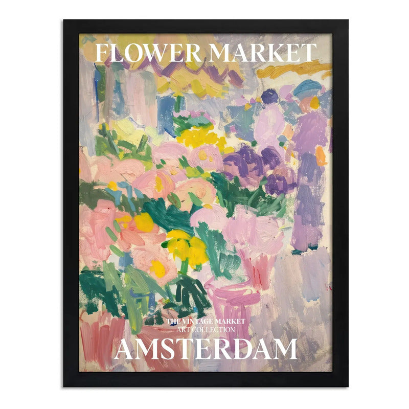 Cuadro Dormitorio Flower Market Flores Ciudades Matisse Arte Flower Market Amsterdam Marco Negro