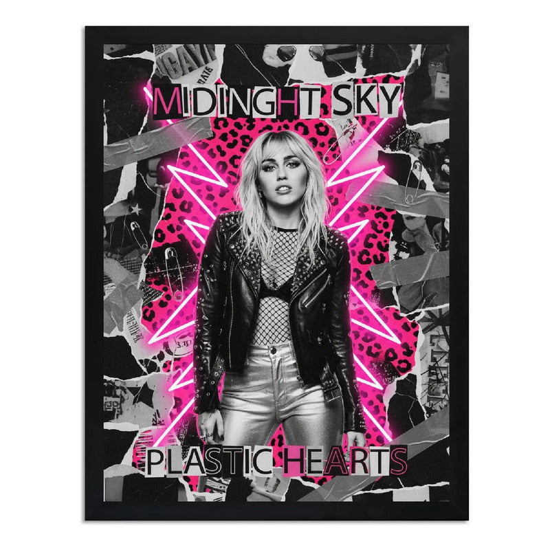 Cuadro Miley Cyrus Plastic Hearts Album Musica Pop Rock Marco Negro