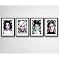 Set 4 Cuadros Marilyn Audrey Twiggy Taylor Chicle Paspartú