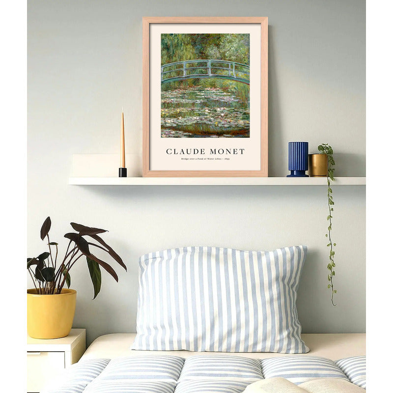 Cuadro Dormitorio Living Monet Los Nenúfares Marco Oak Marco Marrón Claro
