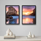 Set 2 Cuadros Playa Mar Sol Piedras Paisajes Arte Decoracion