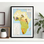 Cuadro Mapas Del Mundo Mapamundi Cartografia Vintage Arte Mapa De Los Grupos Etnolingüísticos En África Con Marco Negro