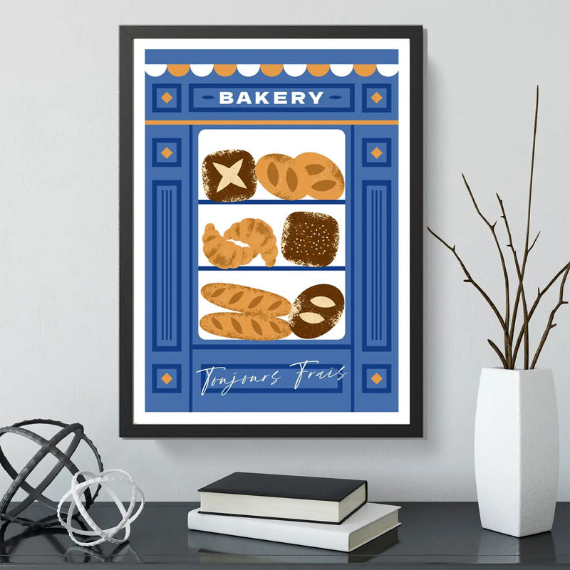 Cuadro Bakery Frase Toujours Frais Bake Cocina Decoracion Marco Negro