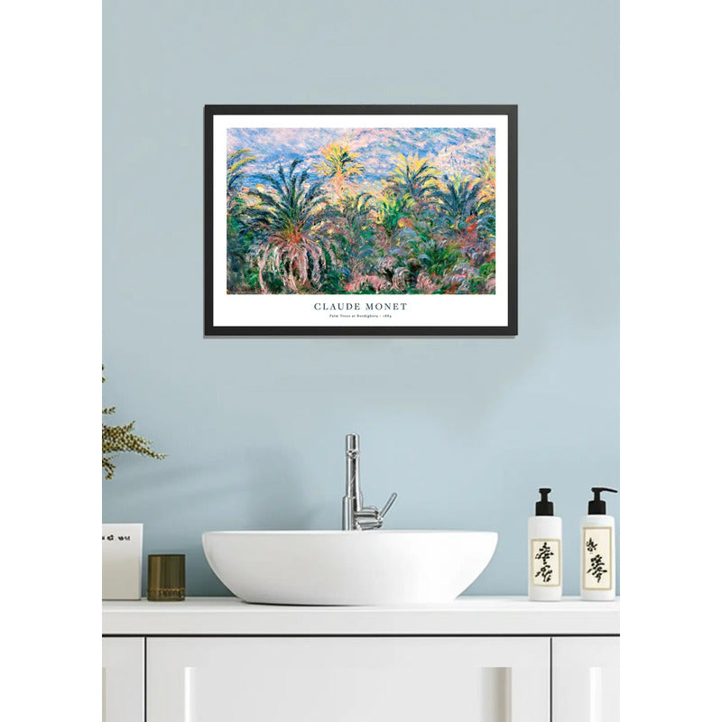 Cuadro Dormitorio Living Claude Monet Palmeras De Bordighera Marco Negro