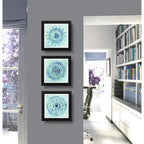 Set 3 Cuadros Mandalas Azul Arte Boho Zen Decoracion