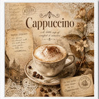 Cuadro Living Comedor Cocina Café Cappuccino Vintage 33x33cm Marco Blanco