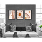 Set 3 Cuadros Boho Chic Zen Abstracto Arte Decoracion Boho Sol Negro