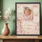 Cuadro Personalizado Nacimiento De Bebe Detalles Arte Regalo Modelo 3 Negro