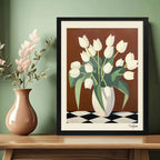 Cuadro Para Dormitorio Living Flores Tulipanes Blancos Arte Tulipanes Blancos 1 Marco Negro