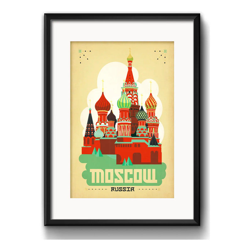 Cuadro Moscú Rusia Kremlin Ciudad Decoracion Con Paspartú Marco Negro