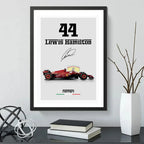 Cuadro Lewis Hamilton Ferrari 44 Formula 1 Auto Carrera Arte Marco Negro