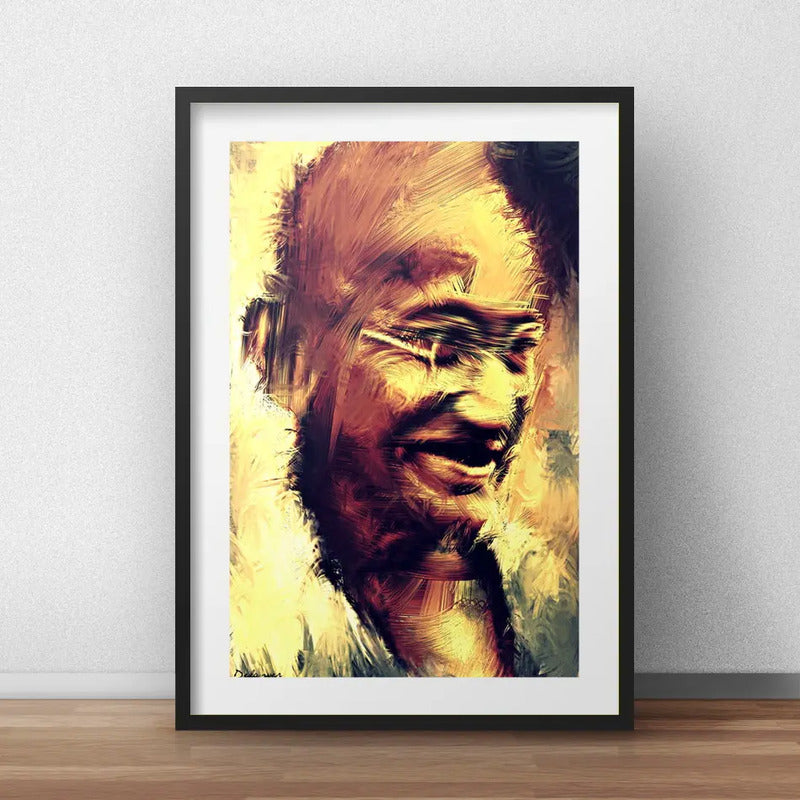 Cuadro Mahatma Gandhi Arte Hindu Decoracion Con Paspartú Marco Negro