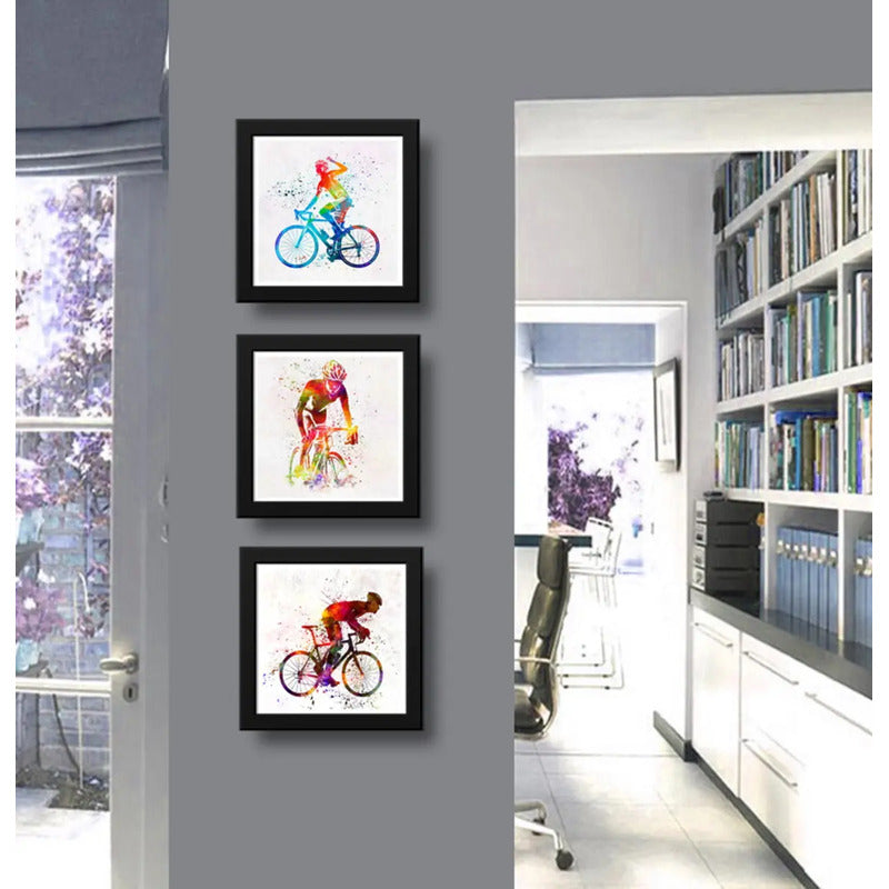 Set 3 Cuadros Bike Pop Art Bicicleta Bici Ciclismo Deportes