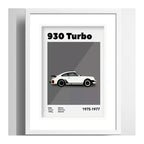 Cuadro Porsche 930 Turbo Auto Retro Decoracion Con Paspartu Marco Blanco