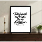 Cuadro Versiculo Biblia Filipenses 4:13 Todo Lo Puedo Arte Marco Negro