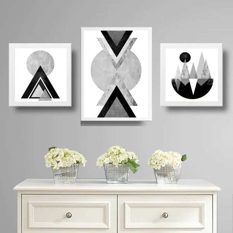 Set 3 Cuadros Geometrico Escandinavo Abstracto Decoracion B4