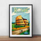 Cuadro Roma Italia Ciudad Arte Decoracion Con Paspartú Marco Negro