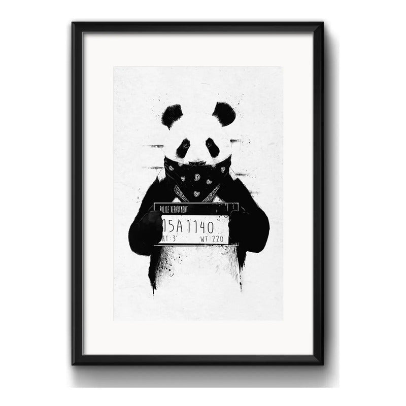 Cuadro Oso Panda Gangster Arte Decoracion Con Paspartú