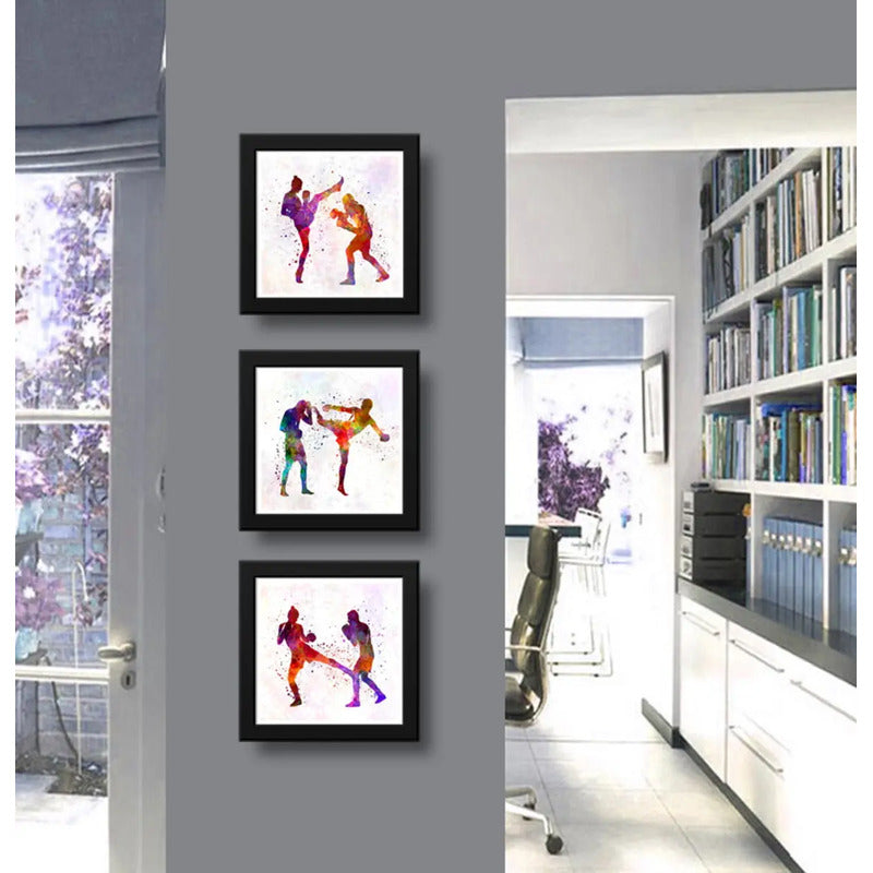 Set 3 Cuadros Artes Marciales Pop Art Mma Gym Decoracion