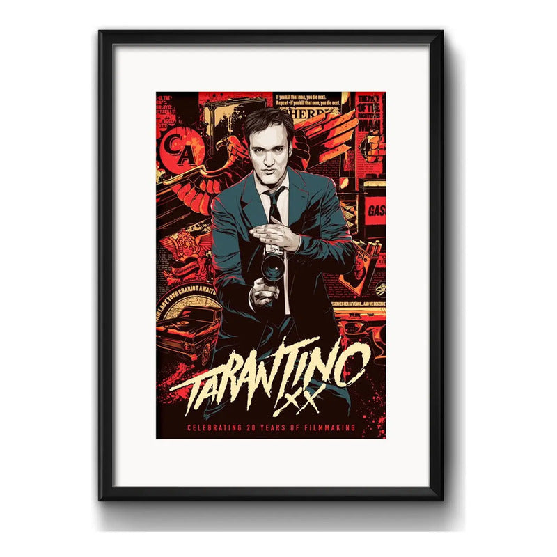 Cuadro Quentin Tarantino Director Peliculas Br2 Con Paspartú Marco Negro