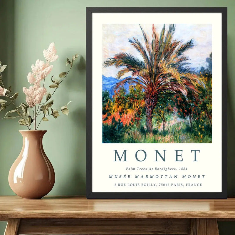 Cuadro Dormitorio Living Claude Monet Palmeras En Bordighera Marco Negro