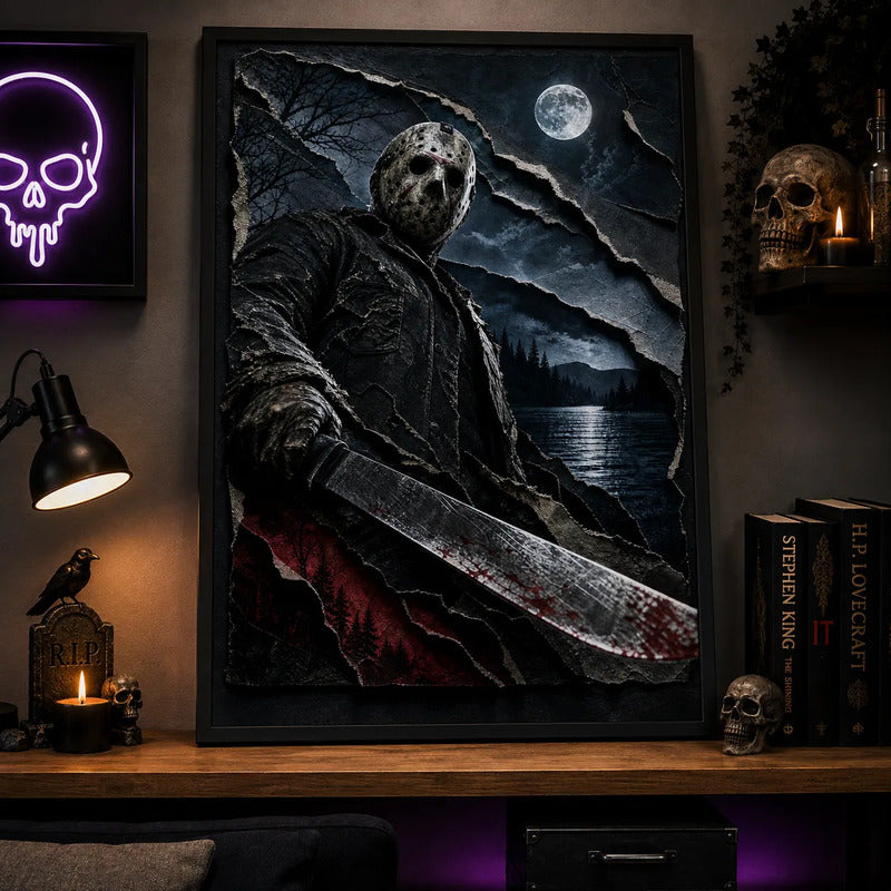 Cuadro Viernes 13 Friday Pelicula Jason Terror Efecto 3d Marco Negro