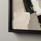 Cuadro Dormitorio Living Boho Abstracto Texturas Retazos Br1 Marco Negro
