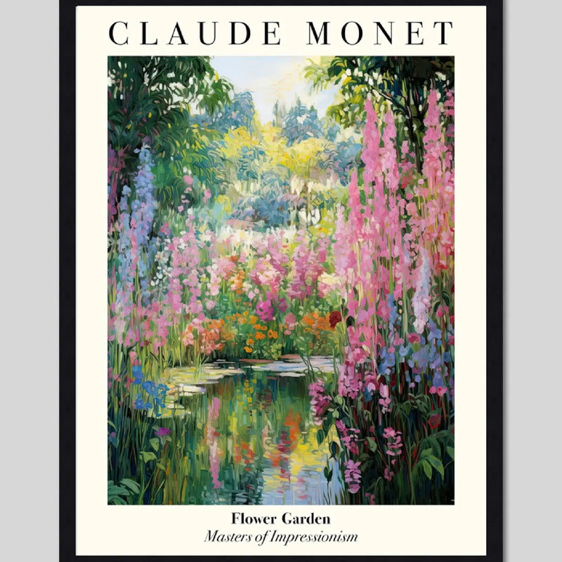 Cuadro Claude Monet Jardines De Flores 1  Arte Decoracion Marco Negro