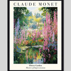 Cuadro Claude Monet Jardines De Flores 1  Arte Decoracion Marco Negro