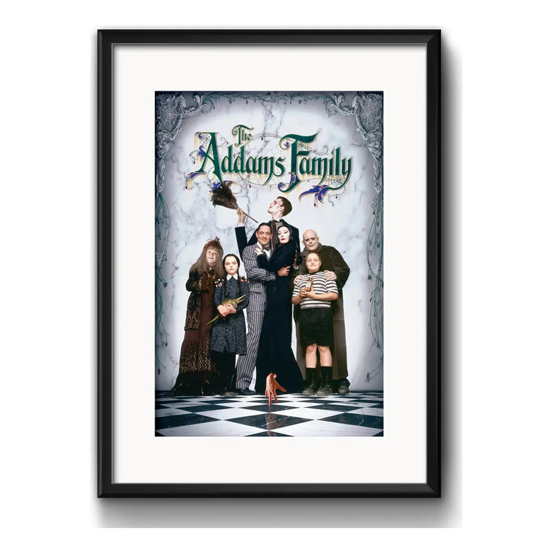 Cuadro The Addams Family Los Locos Pelicula Con Paspartú Marco Negro