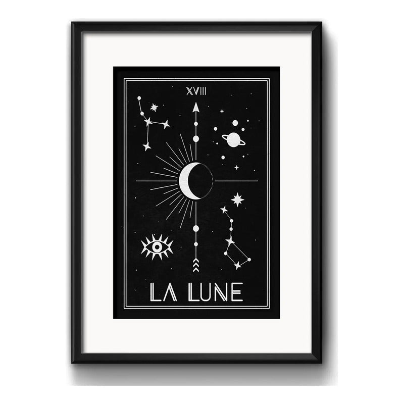 Cuadro La Luna Tarot Astrologia Arte 53x43cm Con Paspartú Marco Negro