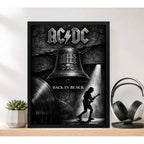 Cuadro Ac/dc Hells Bells Back In Black Banda Arte Rock Acdc Marco Negro
