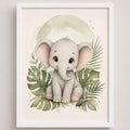 Cuadro Elefante Decoracion Dormitorio Infantil Tonos Suaves Marco Blanco