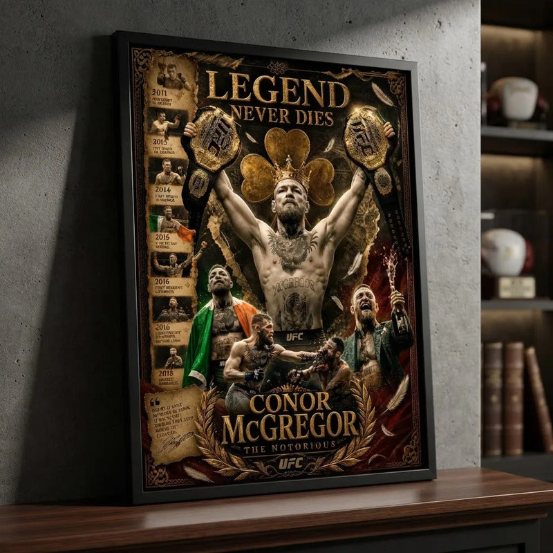 Cuadro Conor Mcgregor Legend Never Dies Deporte Mma Ufc Gym Marco Negro