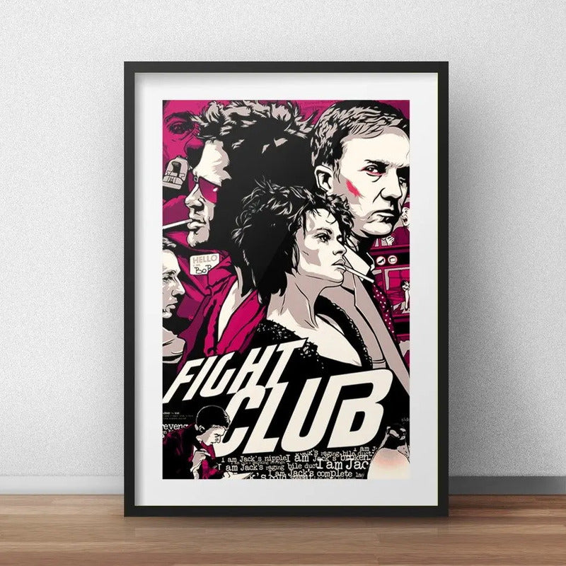 Cuadro Fight Club Pelicula Clube Pelea Pop Art Paspartú B1 Marco Negro