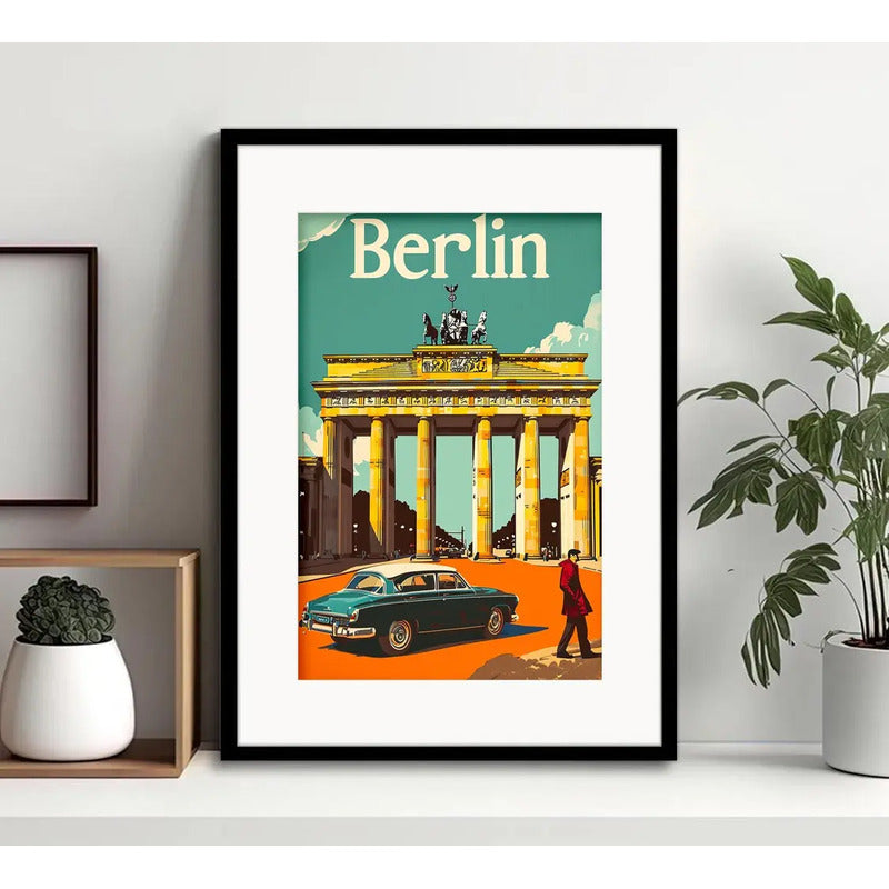 Cuadro Berlin Alemania Puerta De Brandeburgo Con Paspartú Marco Negro