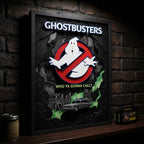 Cuadro Ghostbusters Cazafantasmas Pelicula Arte Efecto 3d Marco Negro