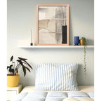 Cuadro Dormitorio Living Boho Abstracto Paper Tono Beige Oak Marco Marrón Claro