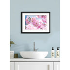Cuadro Cerezo Sakura Flores Arte Japones Arbol Con Paspartú Cerezo Sakura 3 Con Marco Negro